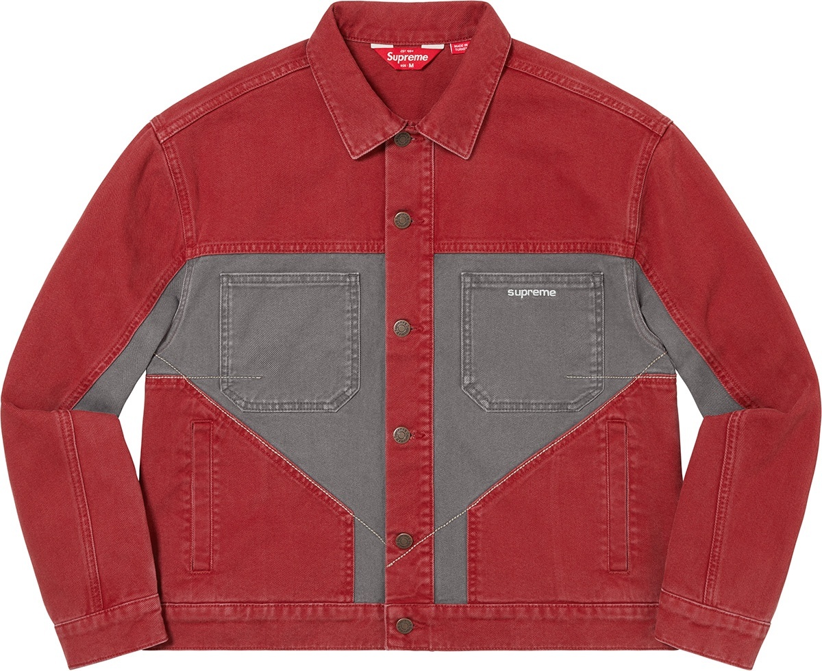 2-Tone Paneled Denim Jacket view 13